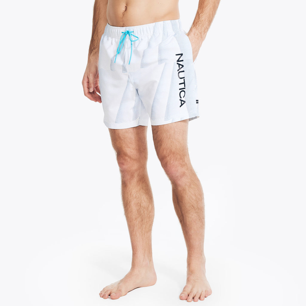 Traje de baño estampado en ondas tipo short 6" secado rápido