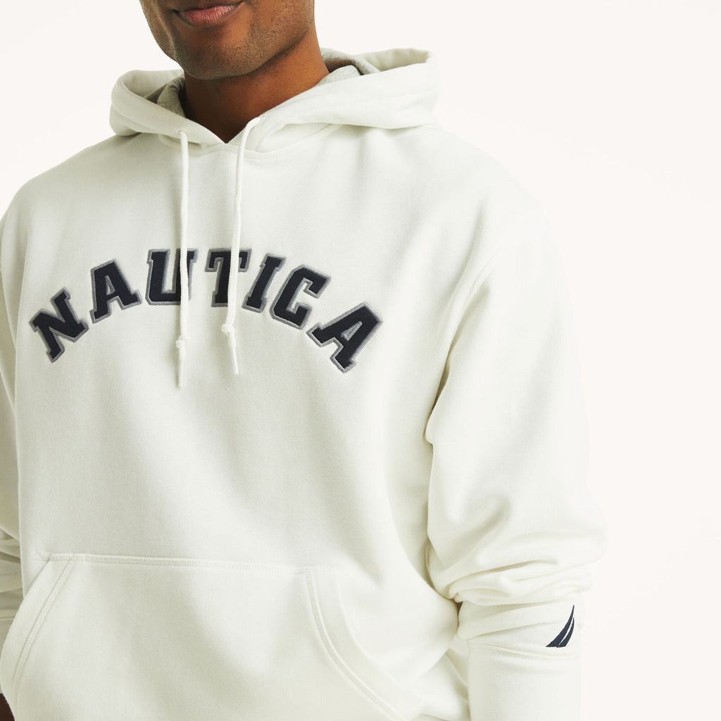 Sudadera con logo bordado central y capucha