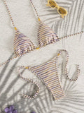 Bikini a rayas y cuentas