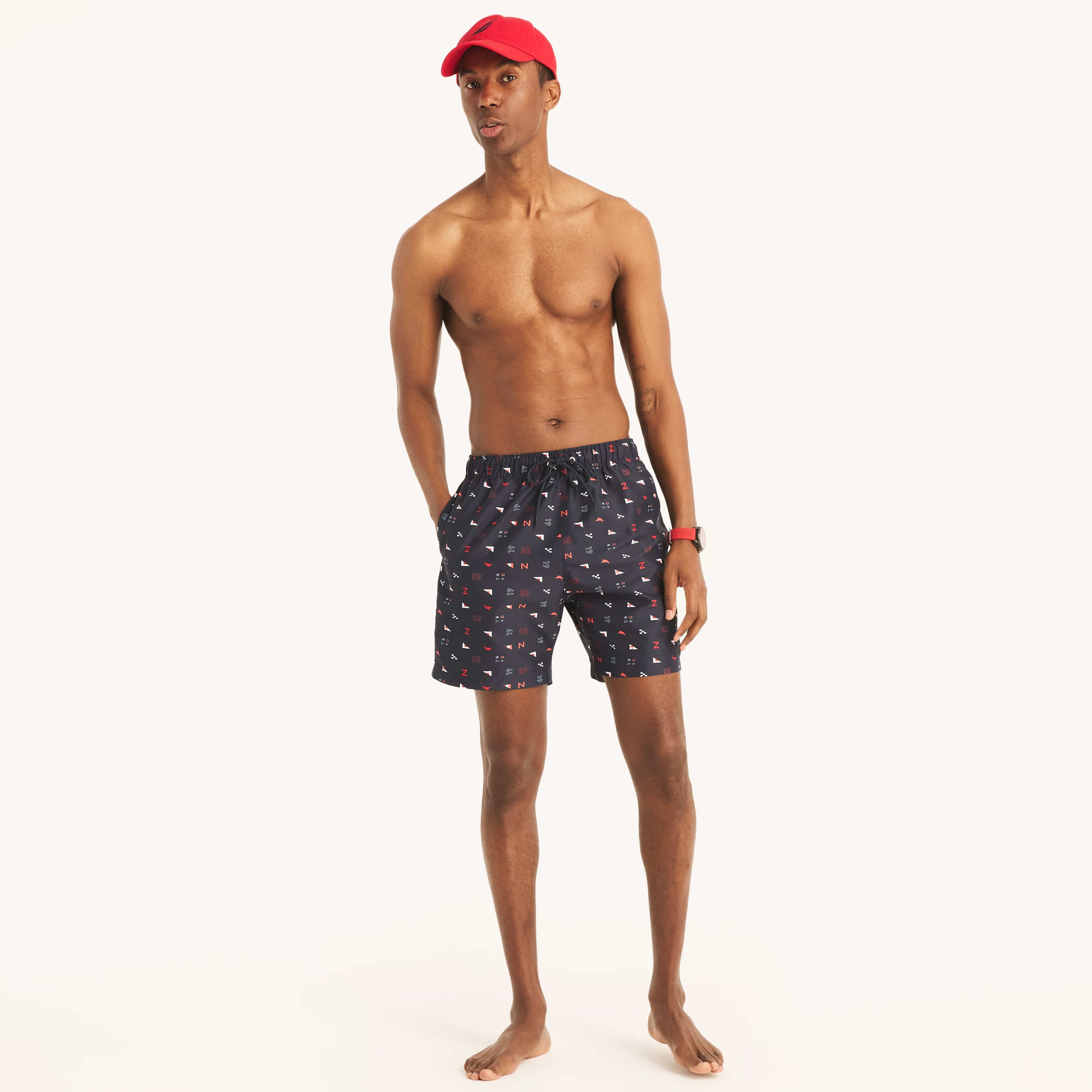 Traje de baño estampado tipo short 6" secado rápido