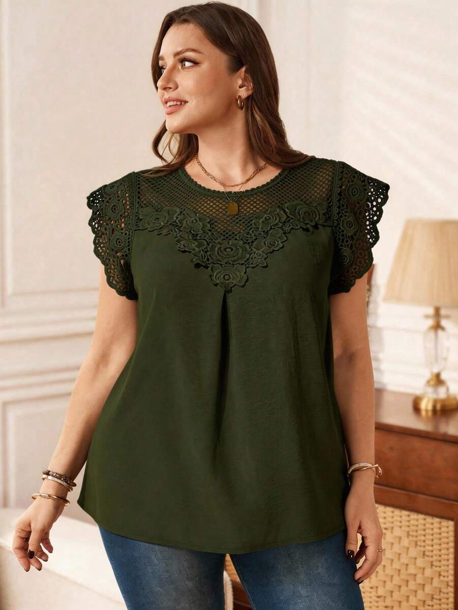 Blusa con encaje triangular