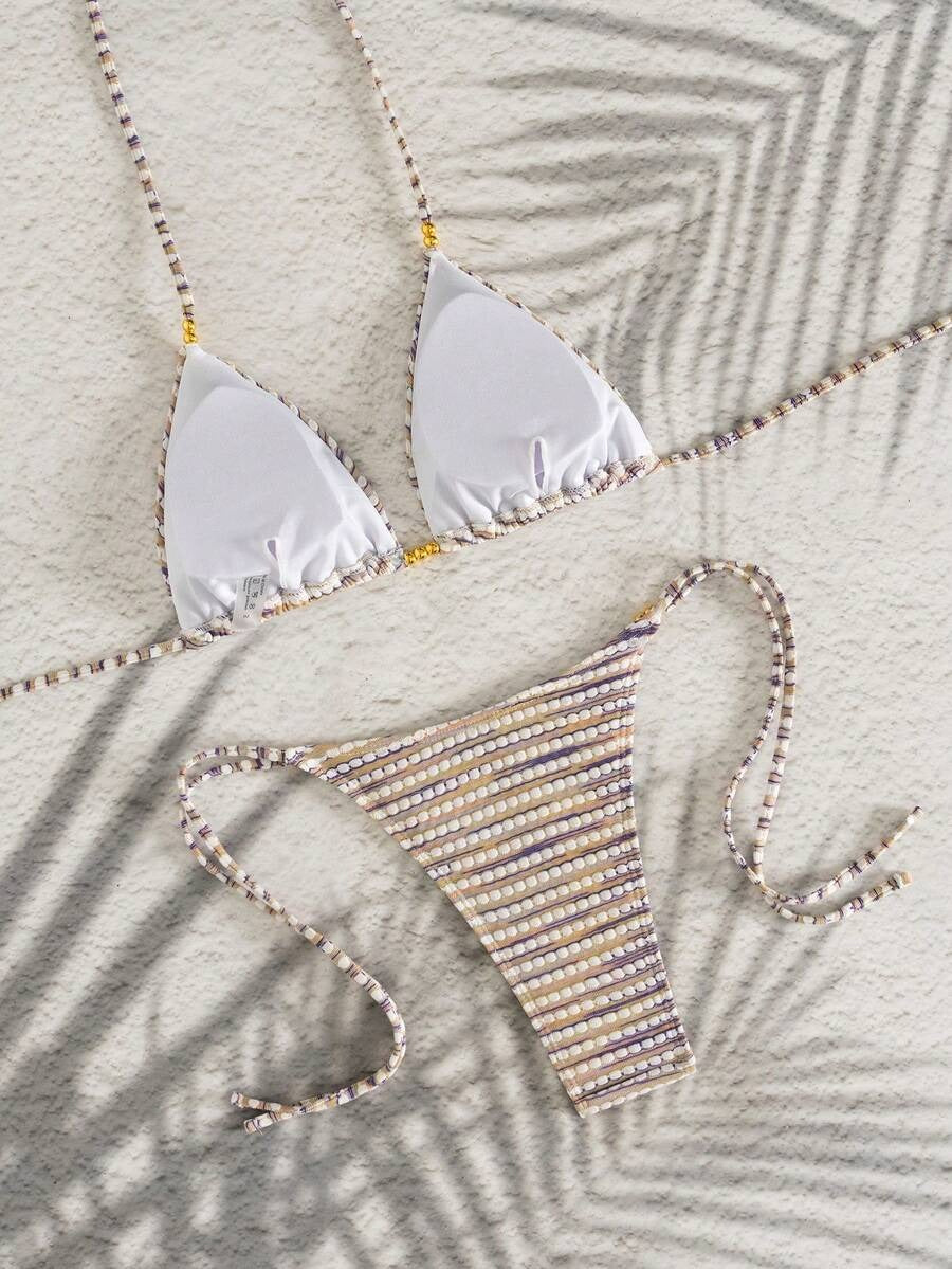 Bikini a rayas y cuentas
