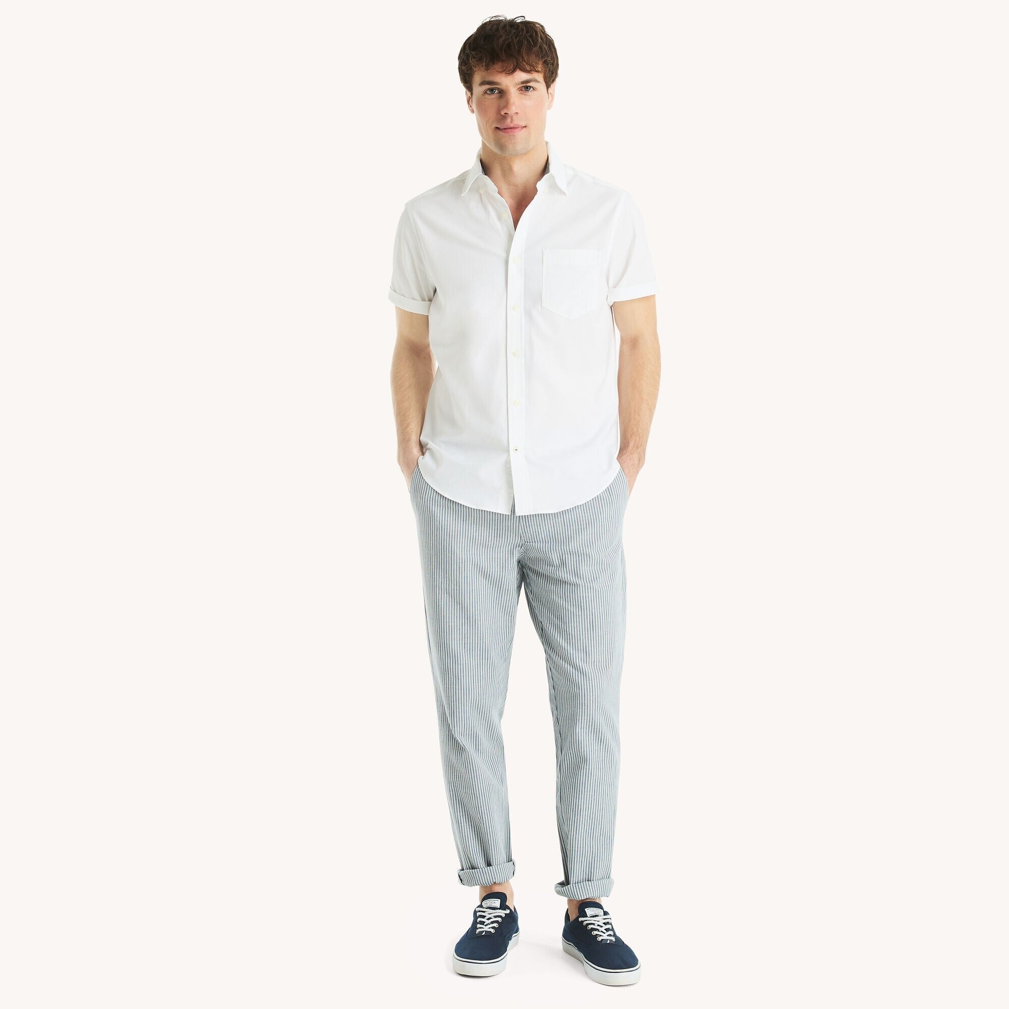 Camisa manga corta unicolor oxford
