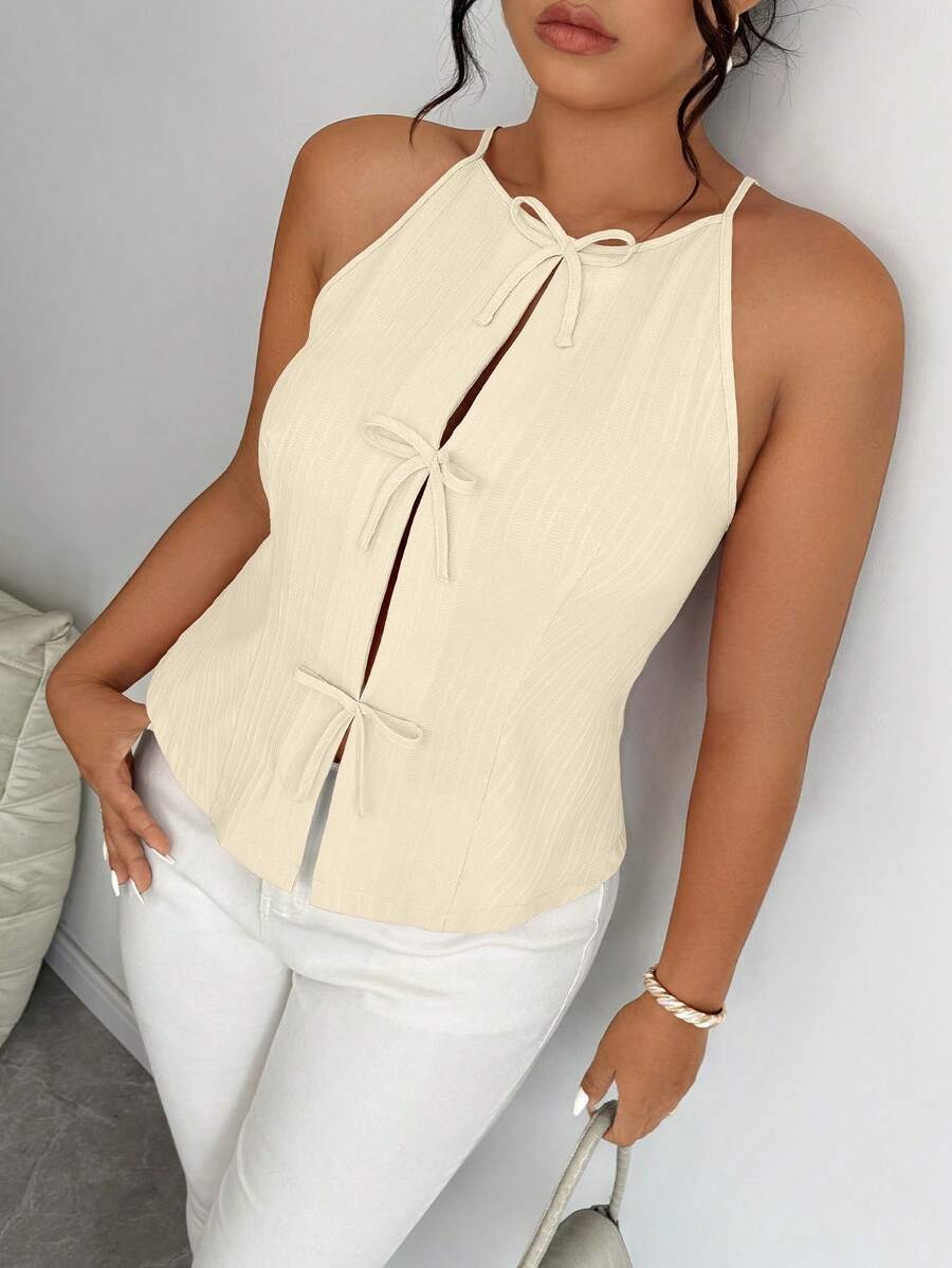 Blusa con lazos delanteros