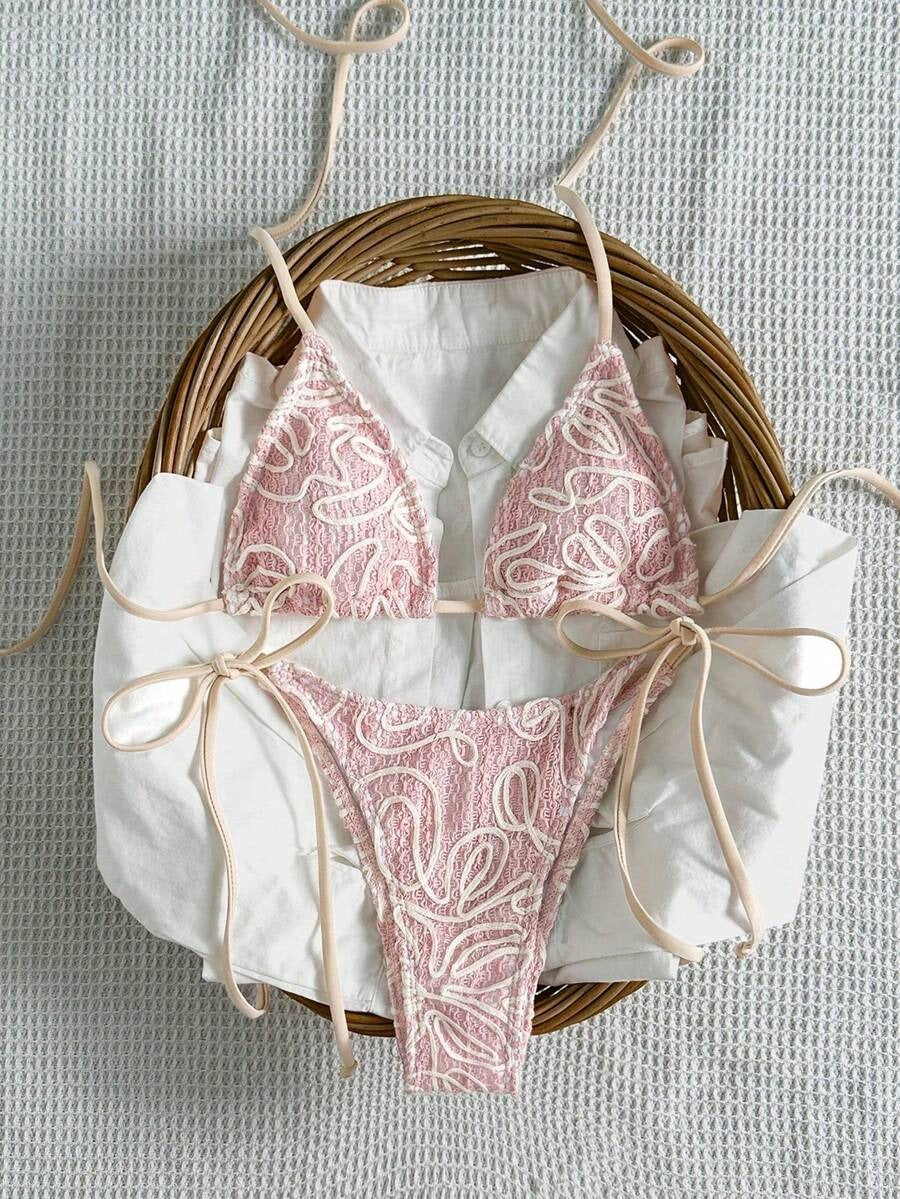 Bikini de blonda texturizado