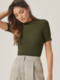 Blusa con cuello mao, manga corta
