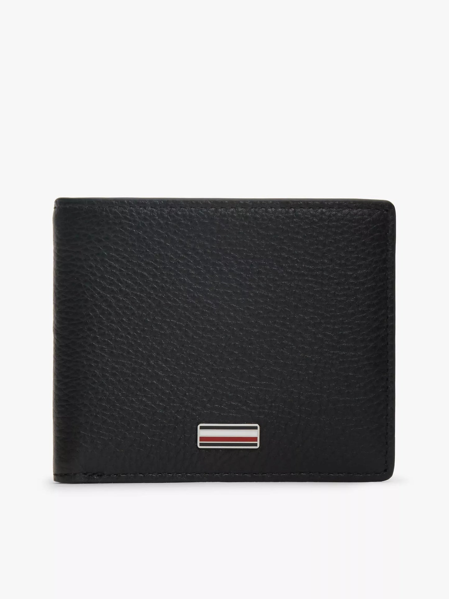 Cartera plegable de piel granulada y bandera central