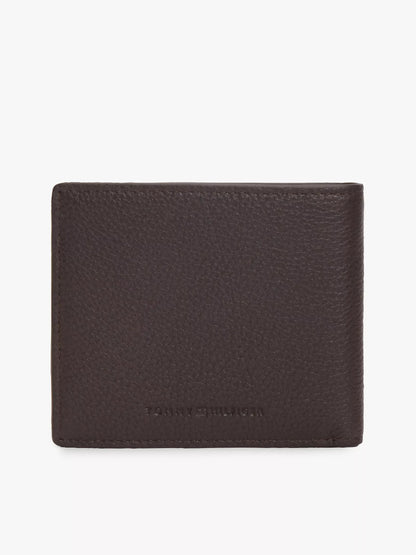 Cartera plegable de piel granulada y bandera central