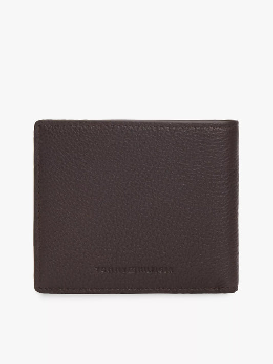 Cartera plegable de piel granulada y bandera central