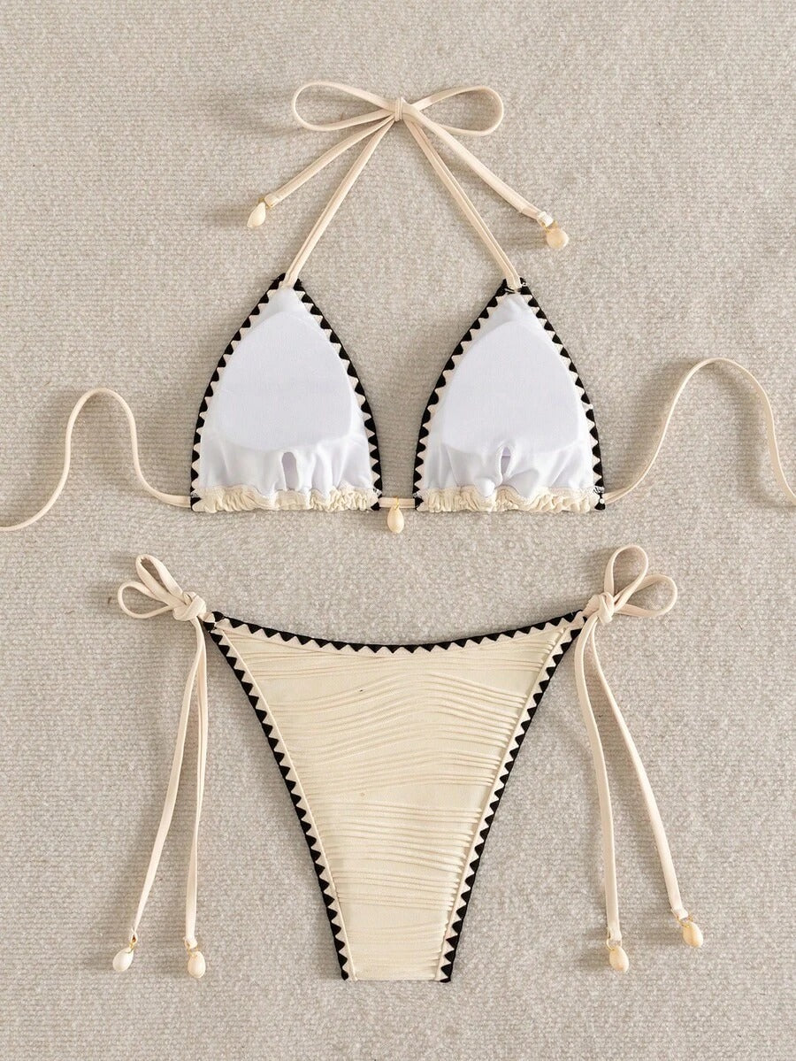 Bikini acanalado  con contraste y caracol