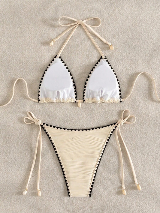Bikini acanalado  con contraste y caracol