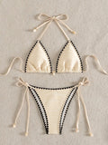 Bikini acanalado  con contraste y caracol