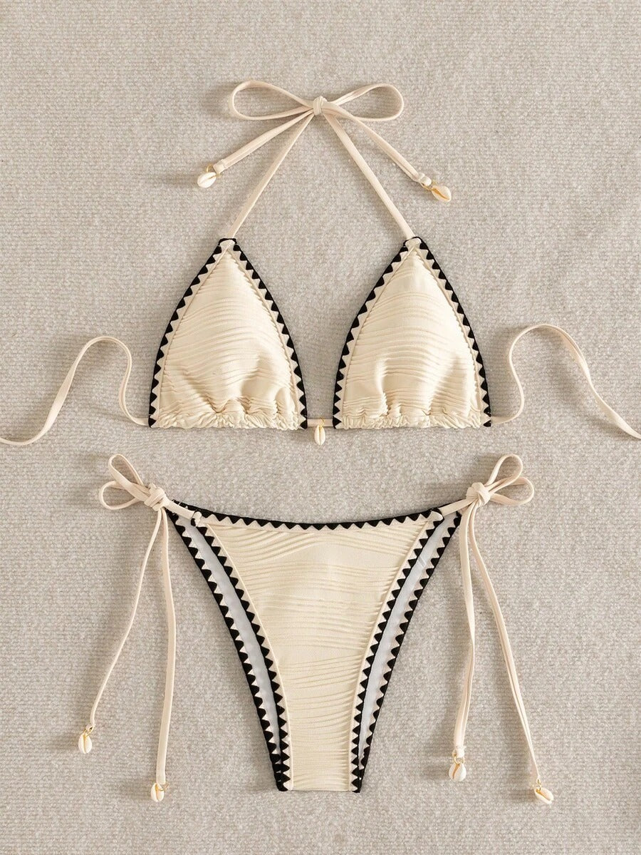 Bikini acanalado  con contraste y caracol