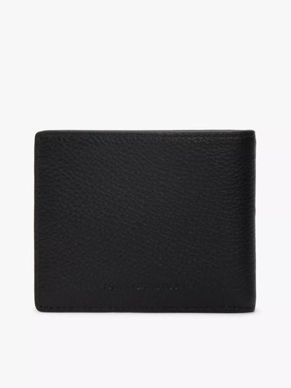 Cartera plegable de piel granulada y bandera central
