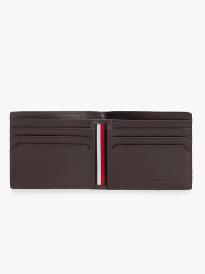 Cartera plegable de piel granulada y bandera central