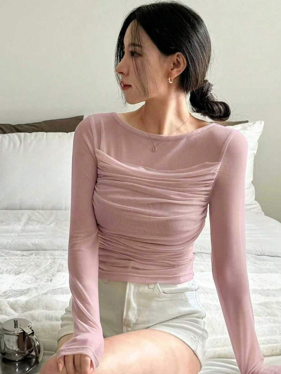 Blusa manga larga de malla