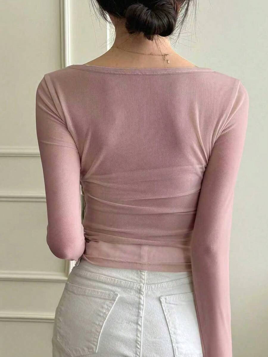 Blusa manga larga de malla