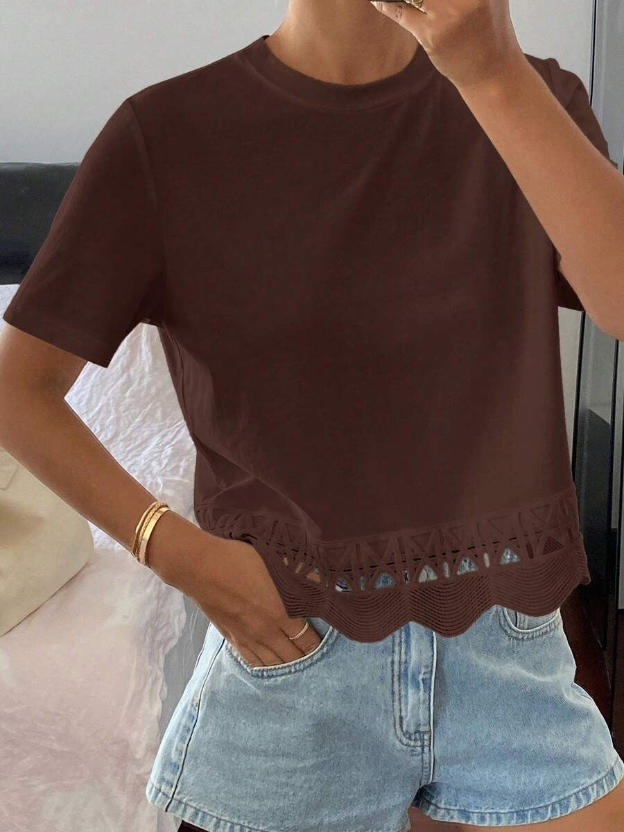 Blusa con aplicación de encaje