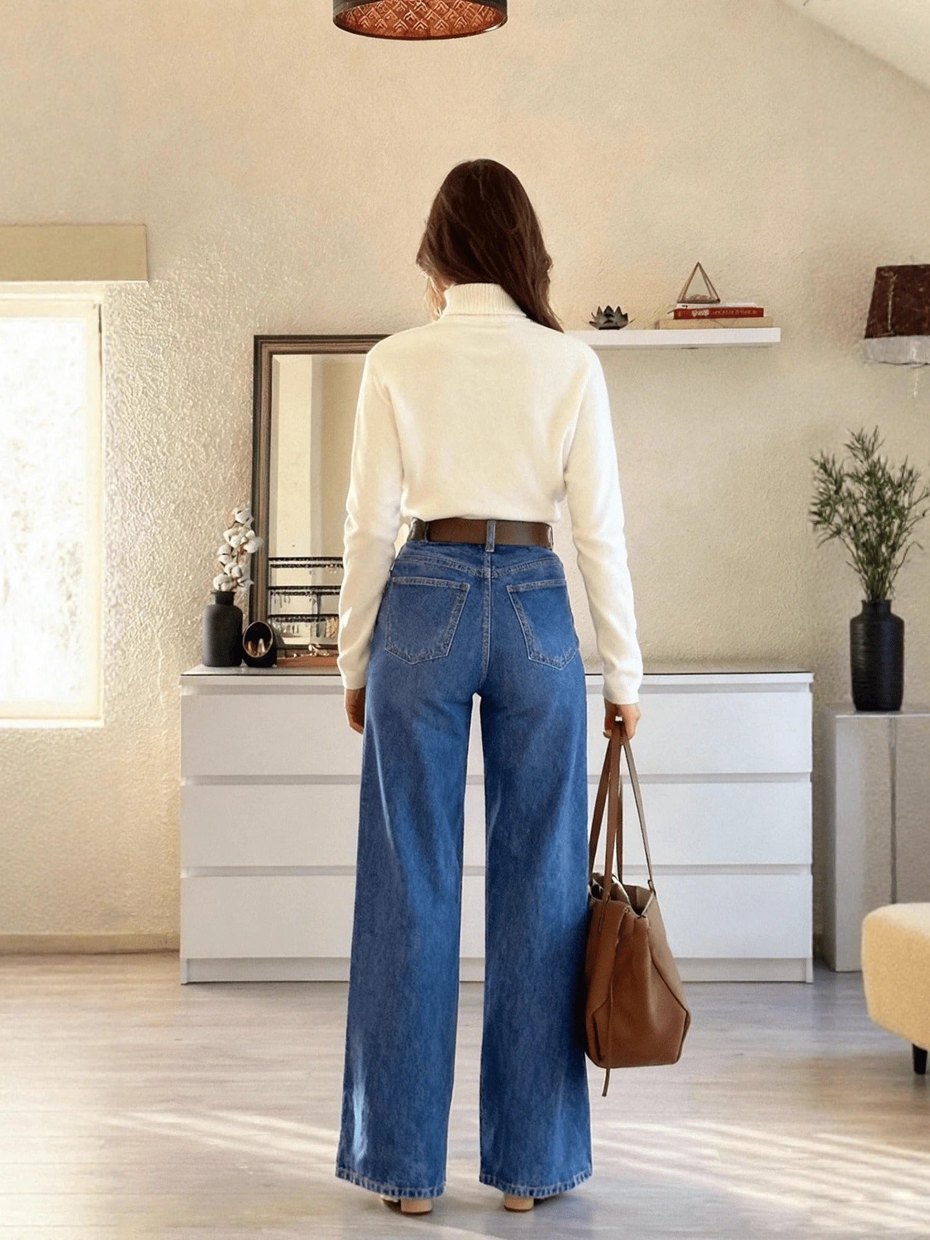 Jeans rectos de corte holgado  con bolsillos