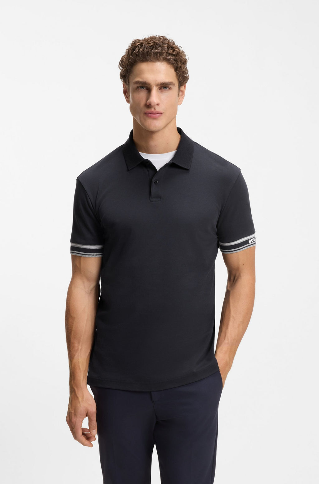 Chemise ajustada de algodón con mangas ribeteadas