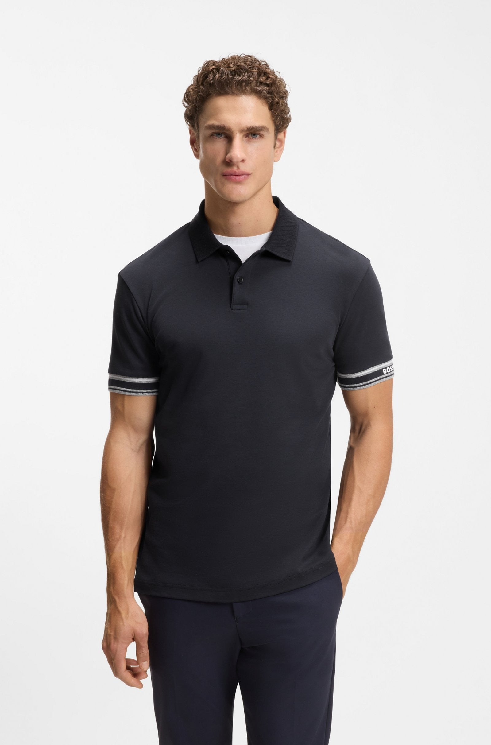 Chemise ajustada de algodón con mangas ribeteadas