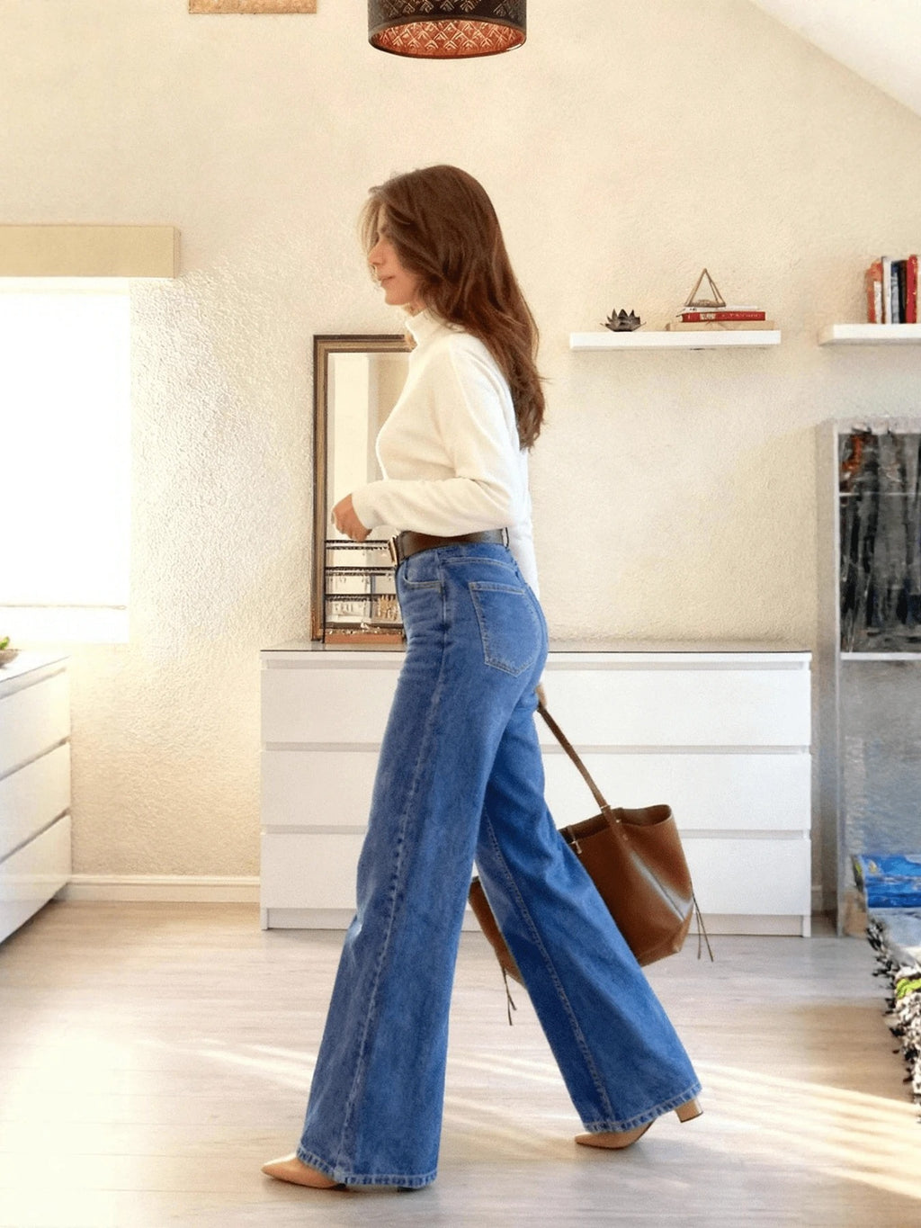 Jeans rectos de corte holgado  con bolsillos