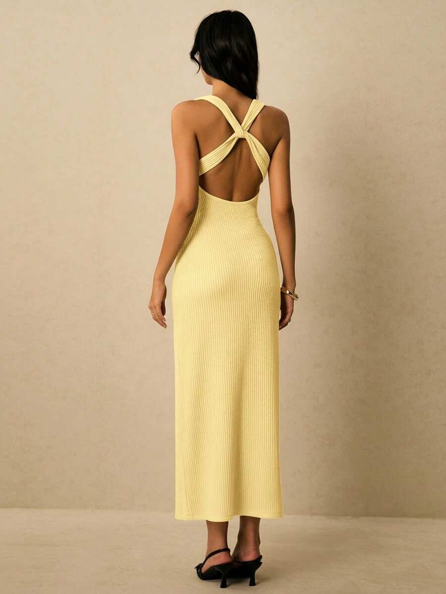 Vestido elegante de unicolor con escote de corazón