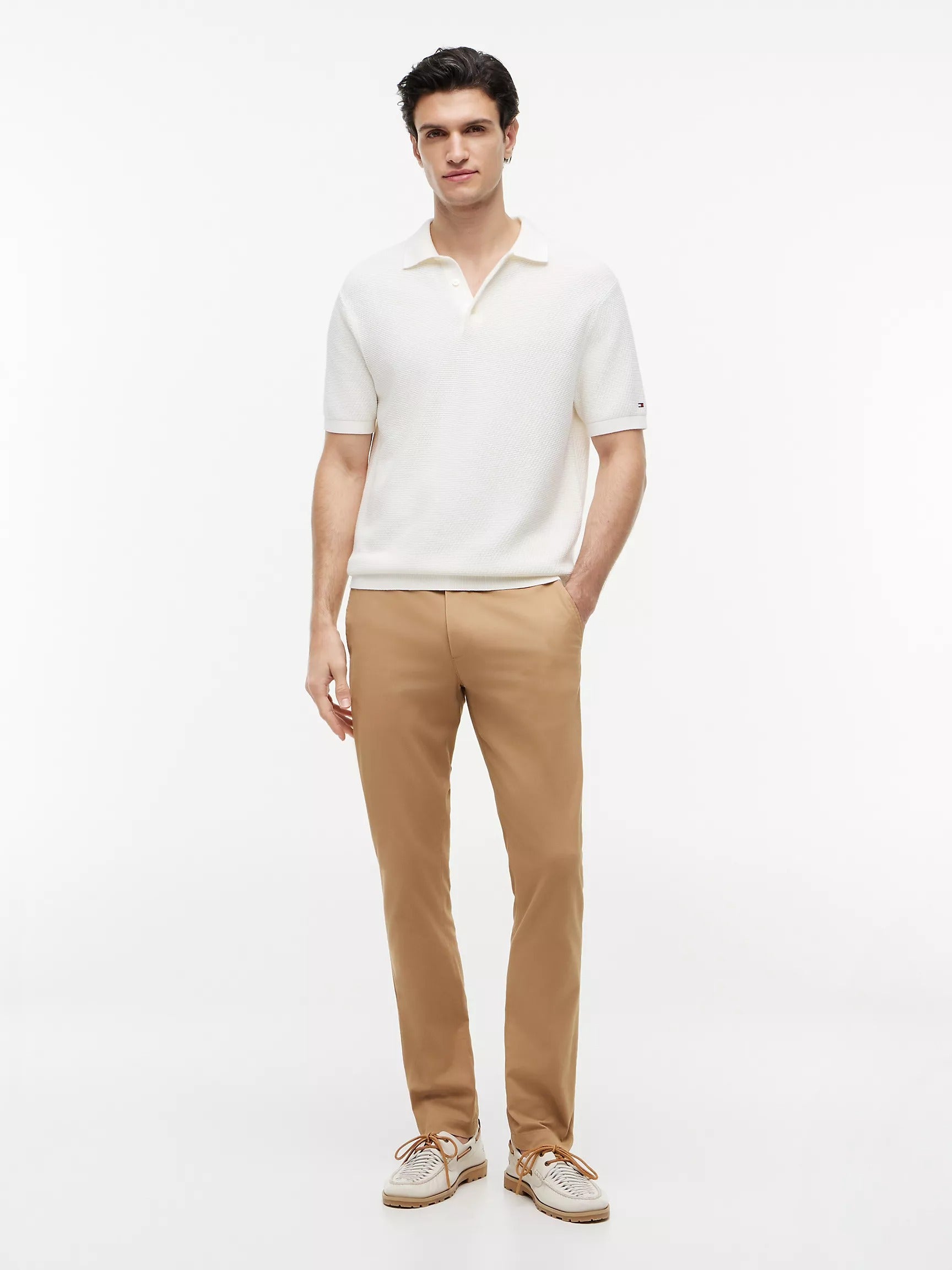 Chemise unicolor con textura de panal