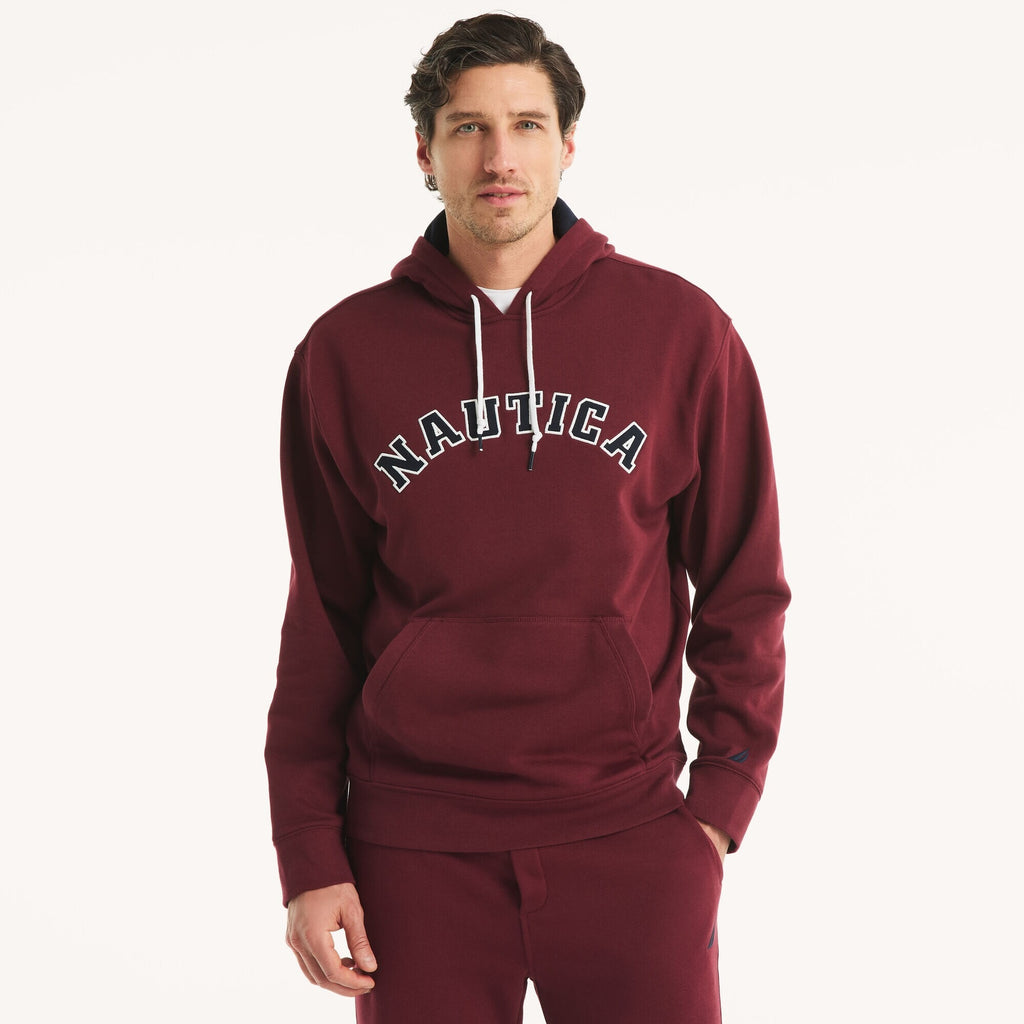 Sudadera con logo bordado central y capucha