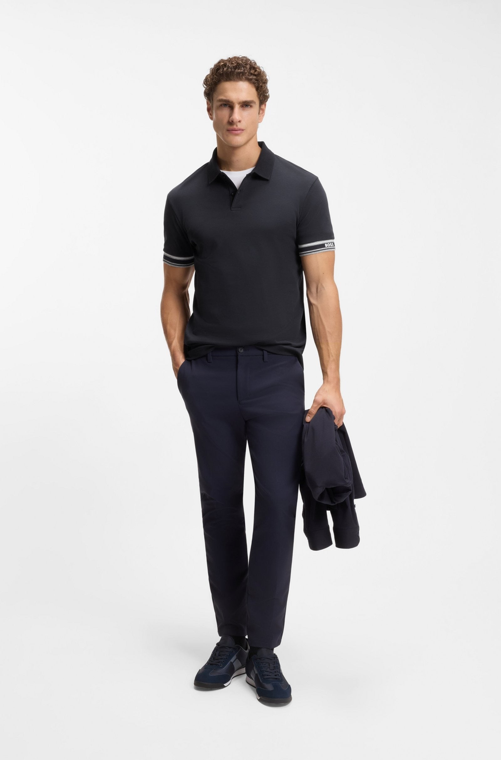 Chemise ajustada de algodón con mangas ribeteadas