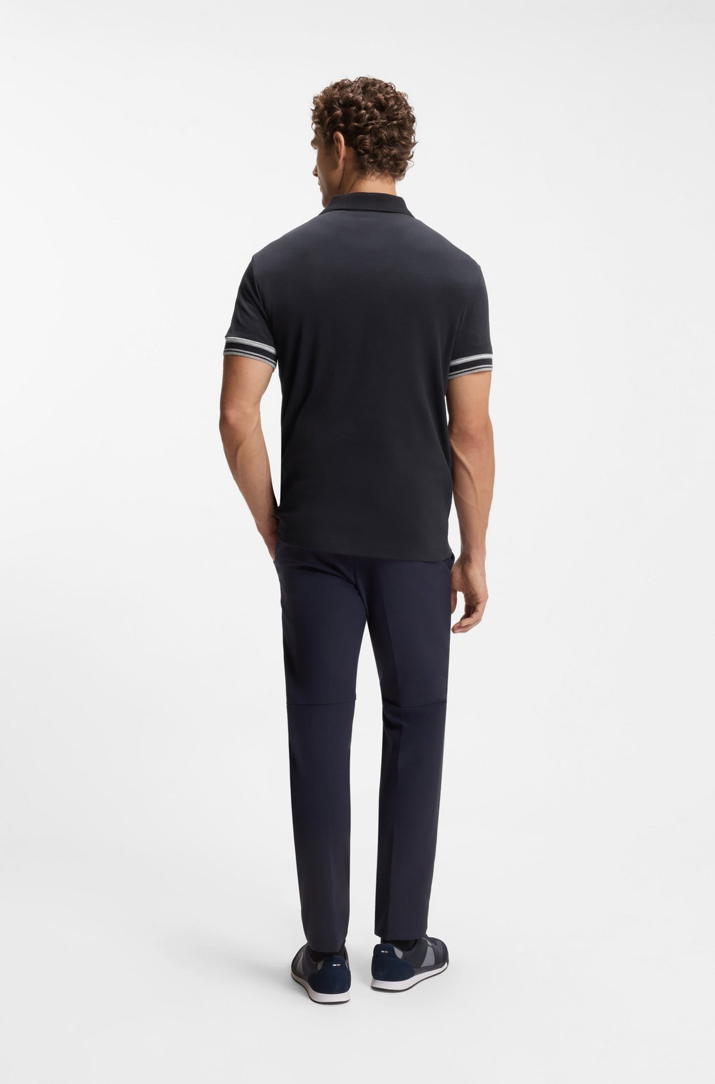 Chemise ajustada de algodón con mangas ribeteadas