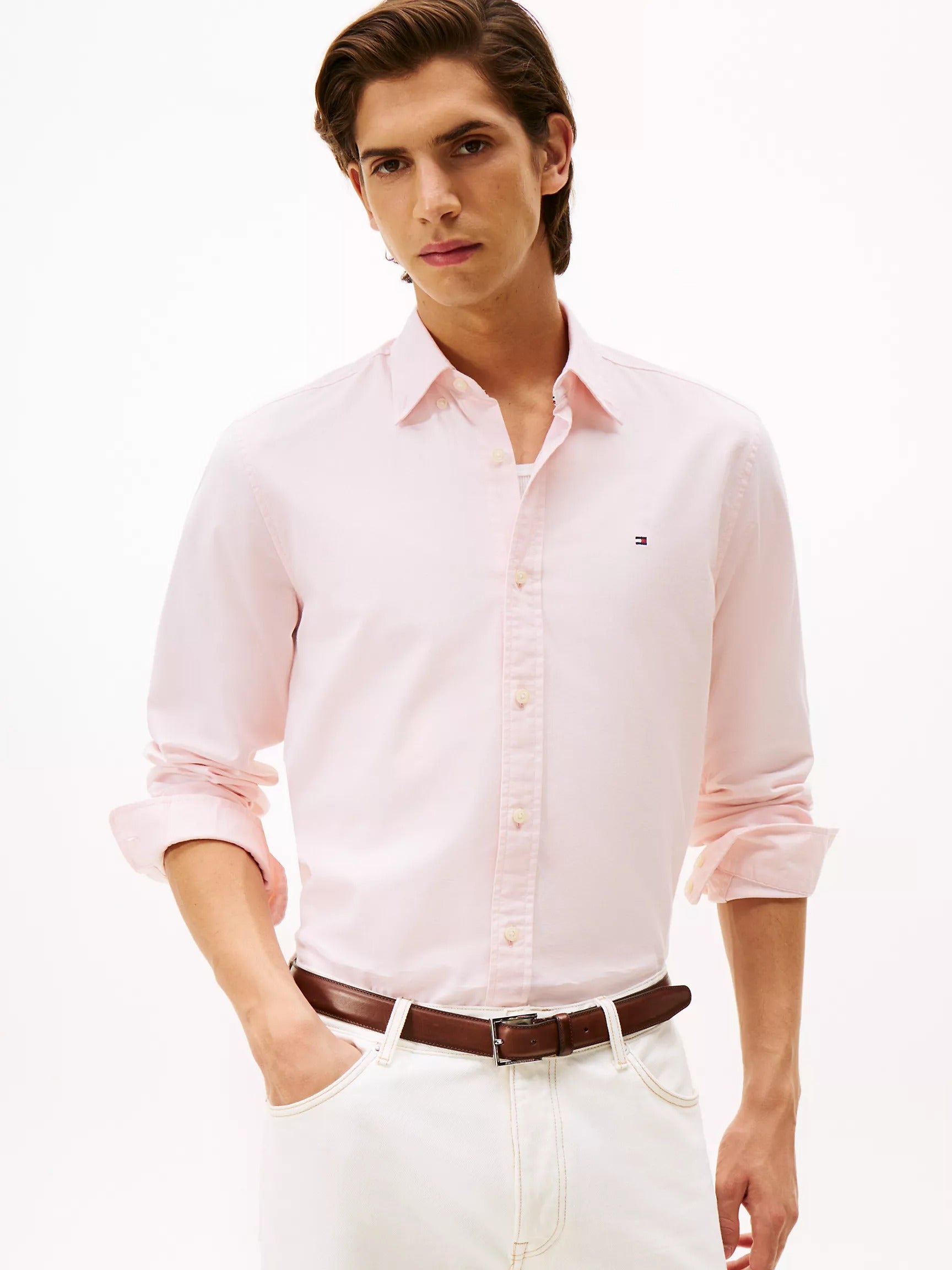 Camisa manga larga unicolor Oxford
