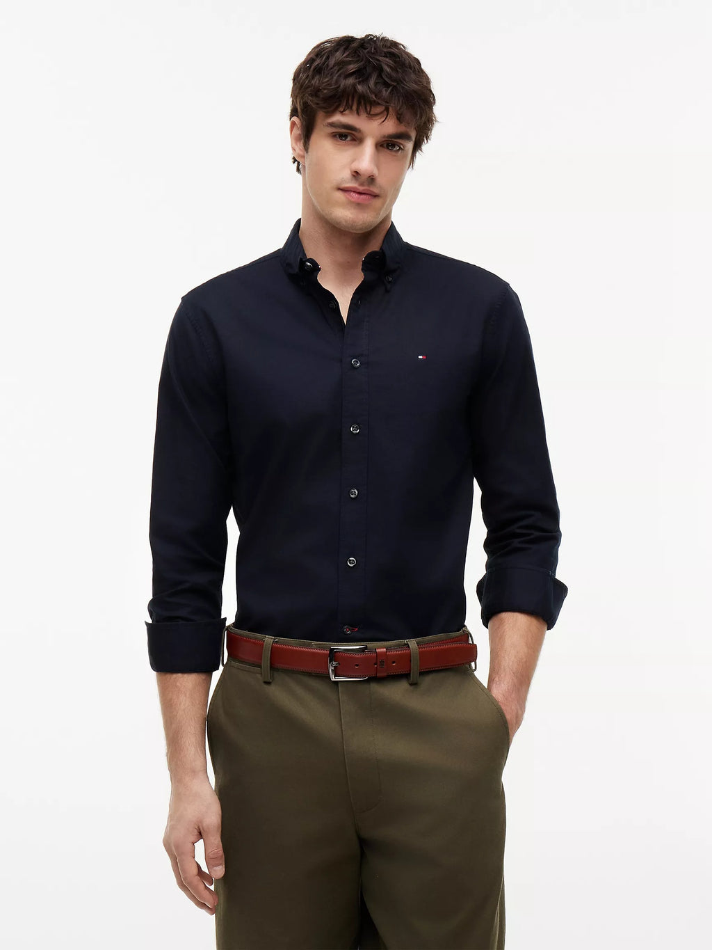 Camisa manga larga unicolor Oxford