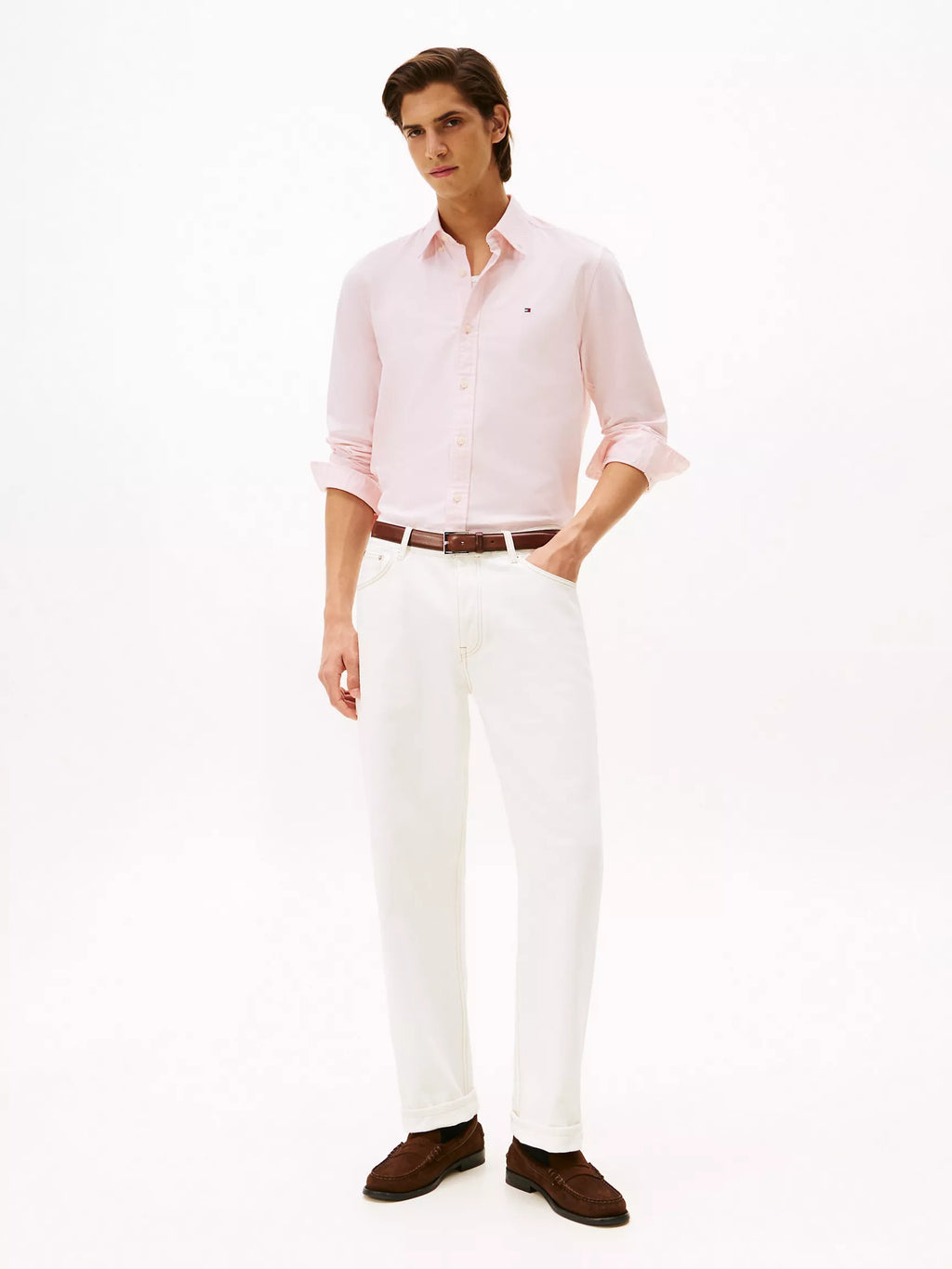 Camisa manga larga unicolor Oxford