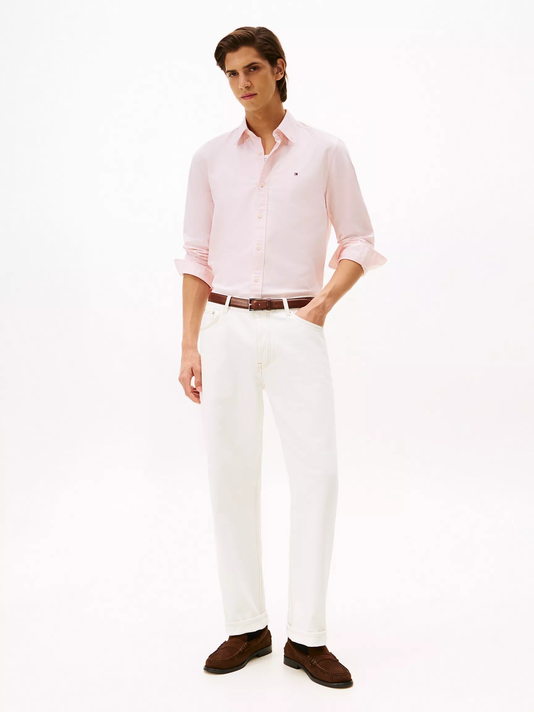Camisa manga larga unicolor Oxford