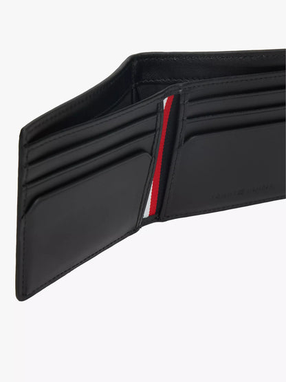 Cartera plegable de piel granulada y bandera central