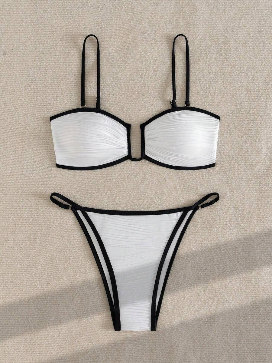 Bikini acanalado con contraste