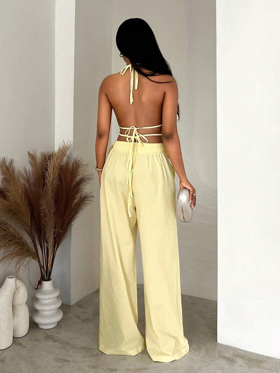 Conjunto casual de espalda descubierta