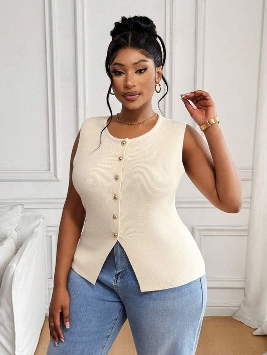 Blusa de punto con botones dorados