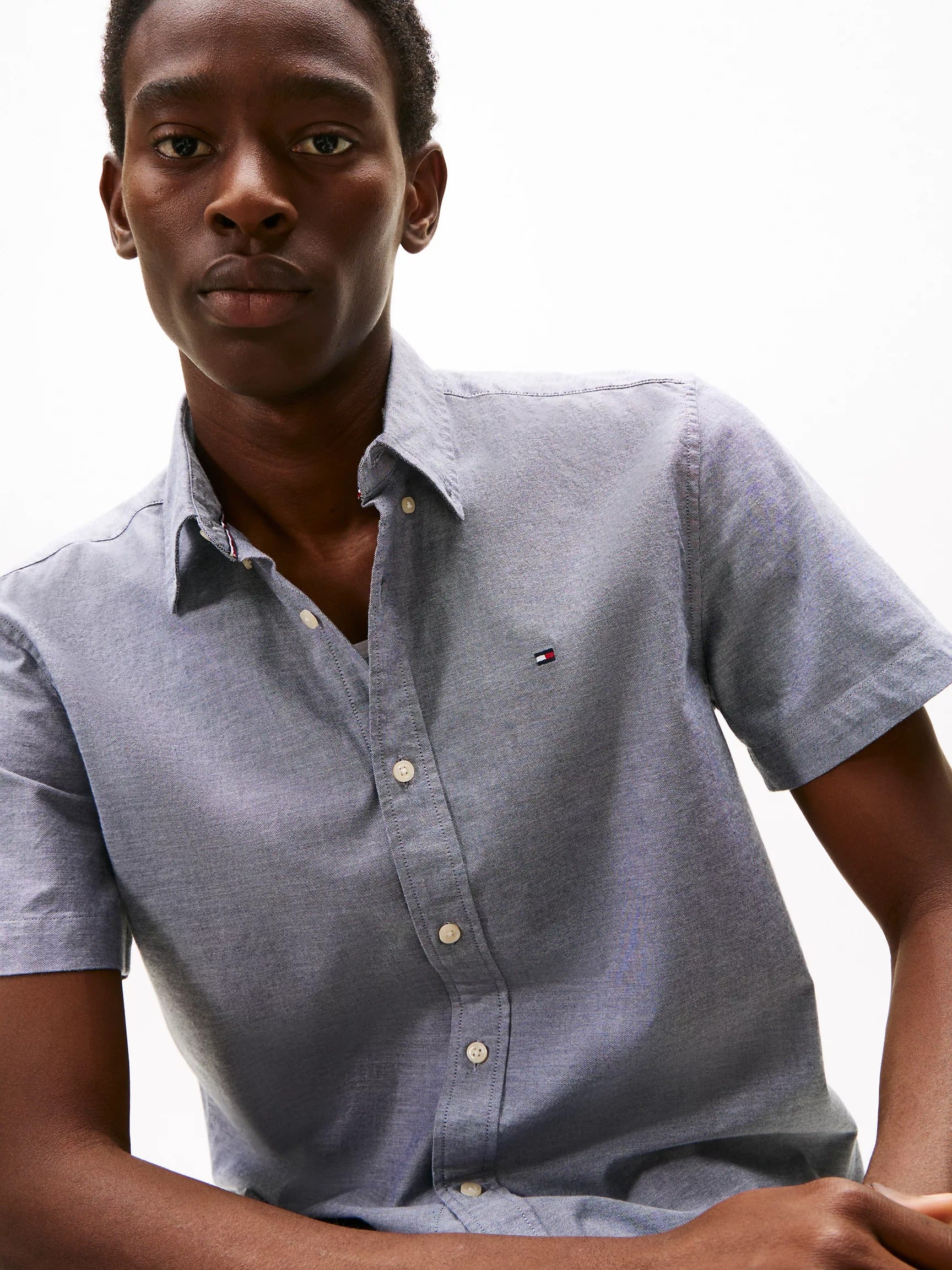 Camisa manga corta unicolor Oxford