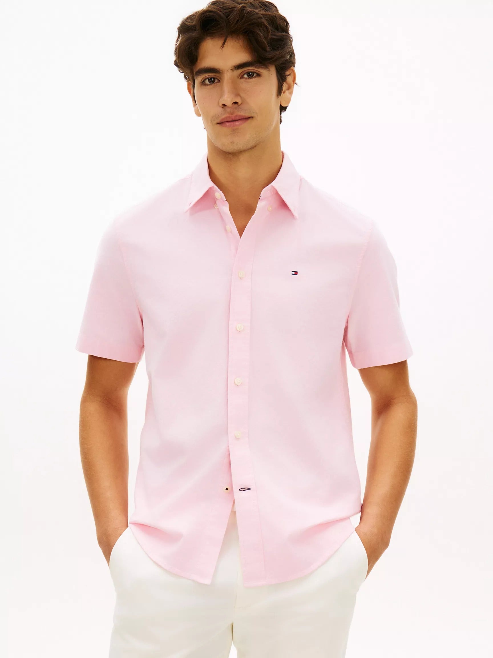 Camisa manga corta unicolor Oxford