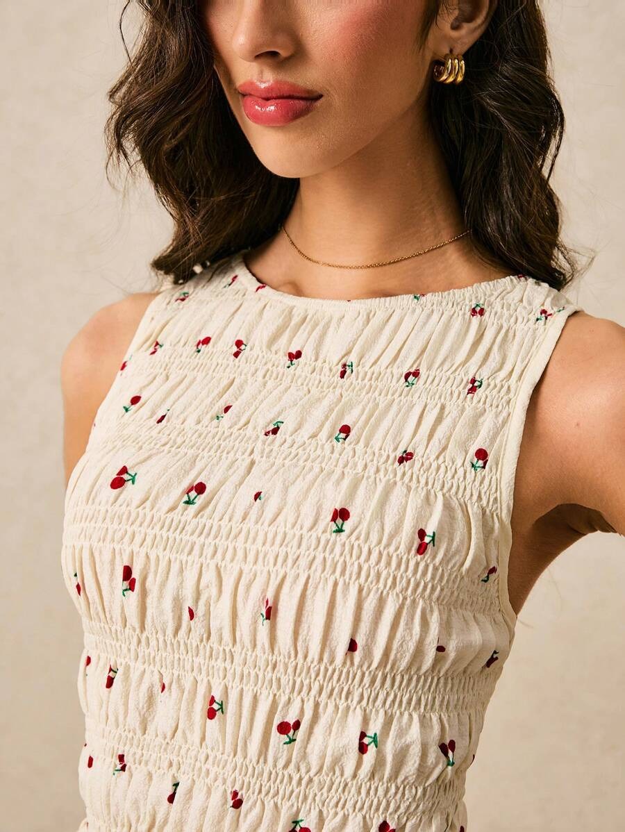 Blusa con estampado de cerezos