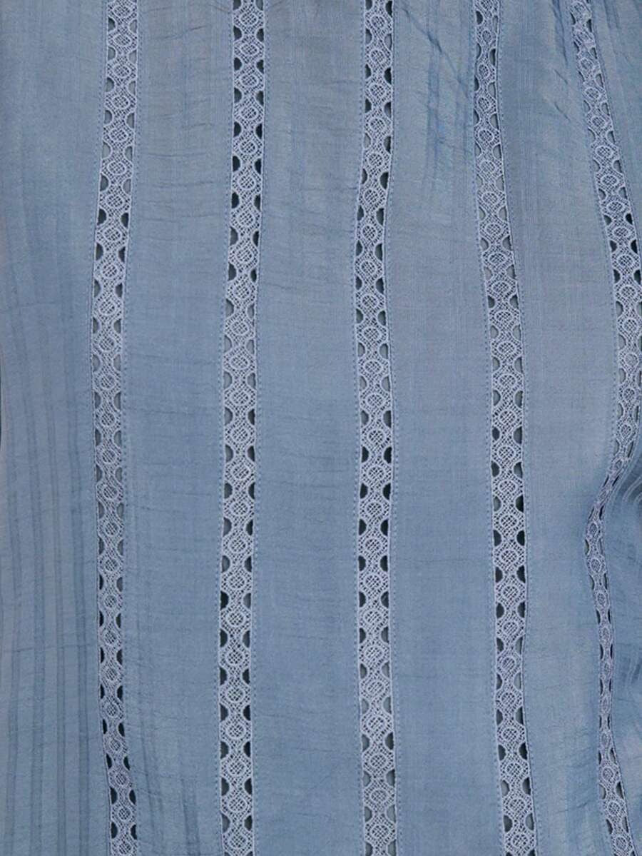 Blusa sin mangas con rayas de encaje