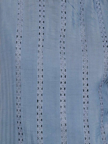 Blusa sin mangas con rayas de encaje