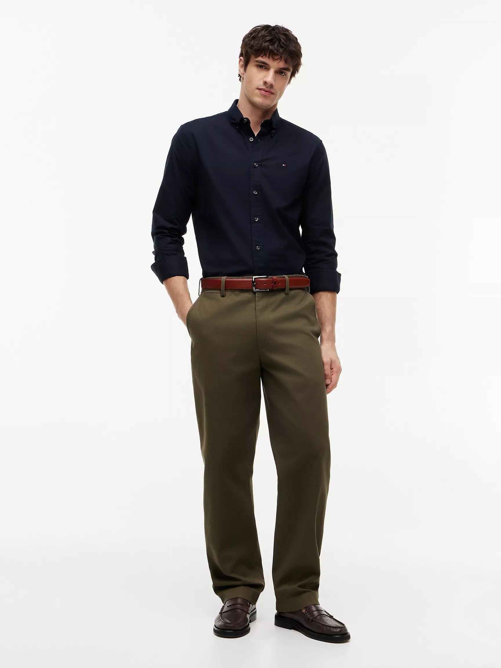 Camisa manga larga unicolor Oxford