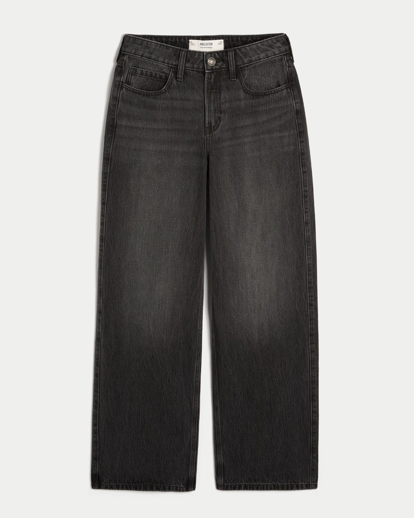 Jeans anchos de tiro alto con lavado