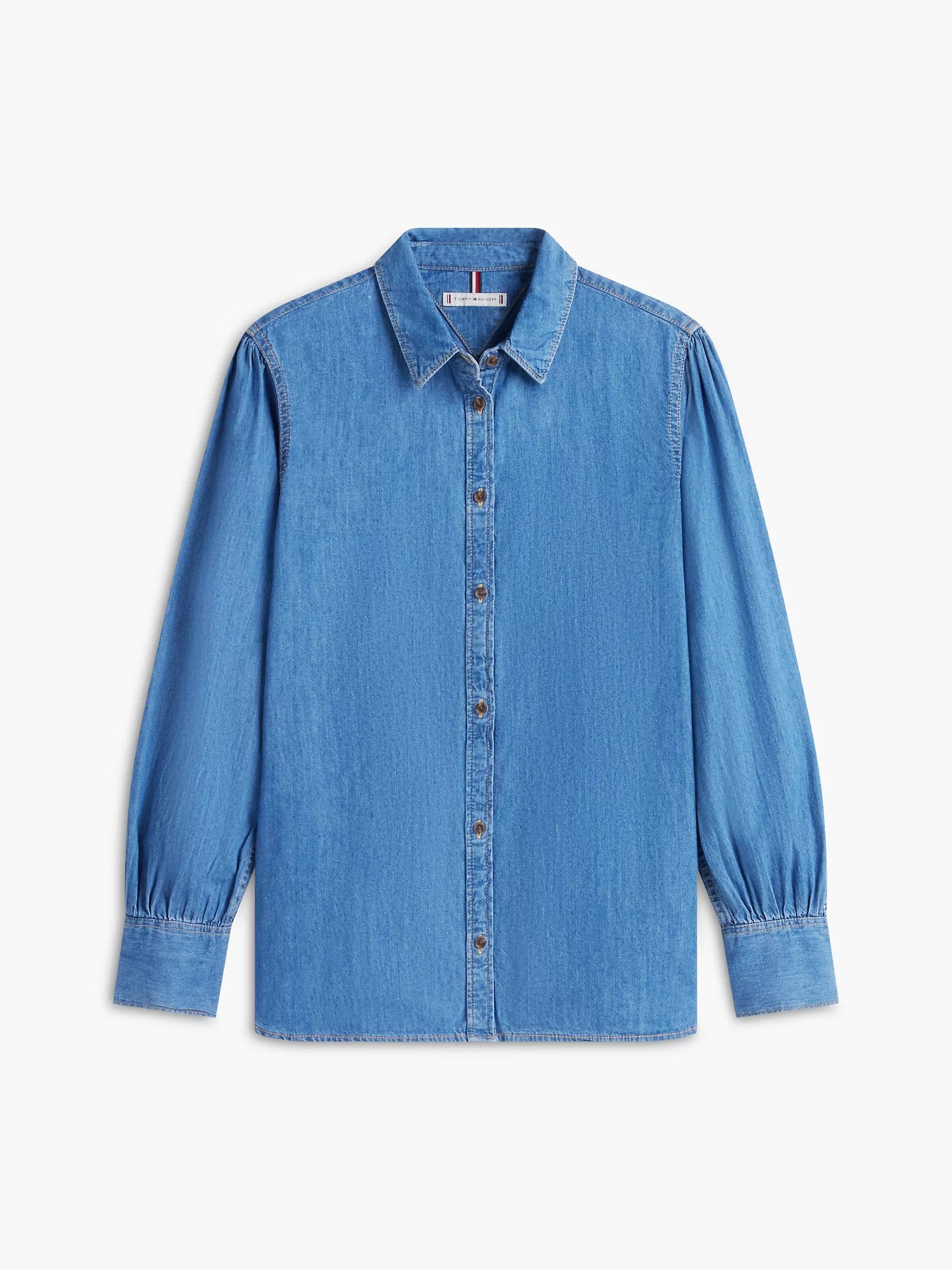 Camisa de jean con mangas abullanadas