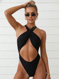 Traje de baño de una pieza con escote halter
