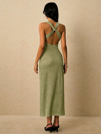 Vestido elegante de unicolor con escote de corazón