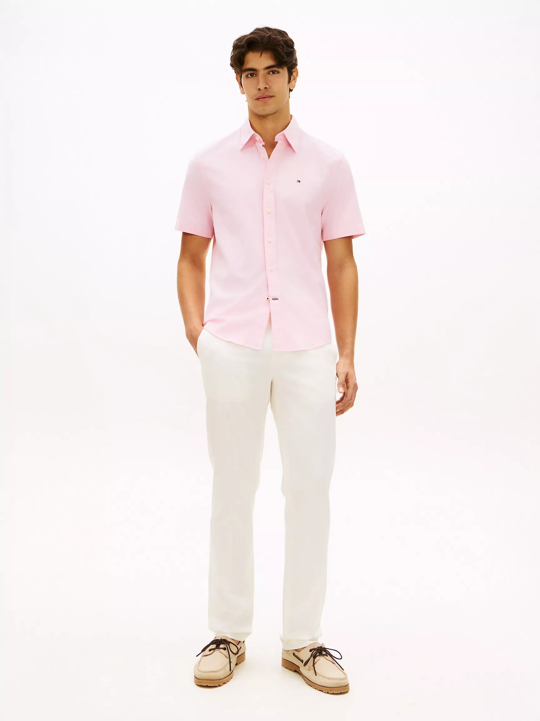 Camisa manga corta unicolor Oxford